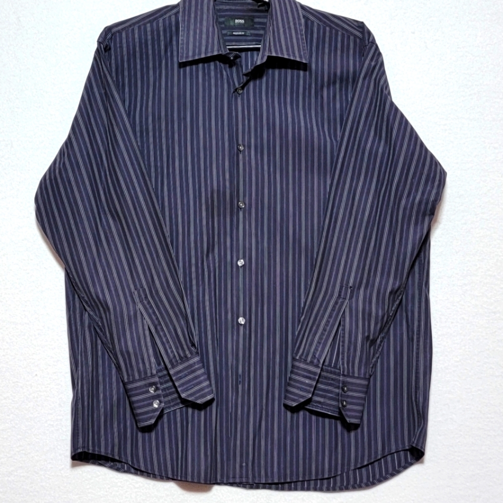 Hugo Boss Striped‎ Dress Shirt Size 17.5/32-33. #609